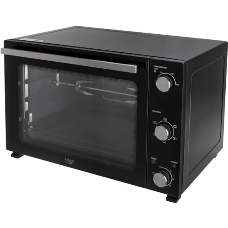 Adler Minibackofen AD 6028, 60L Elektrobackofen mit Umluft und Drehspieß, schwarz – Bild 1
