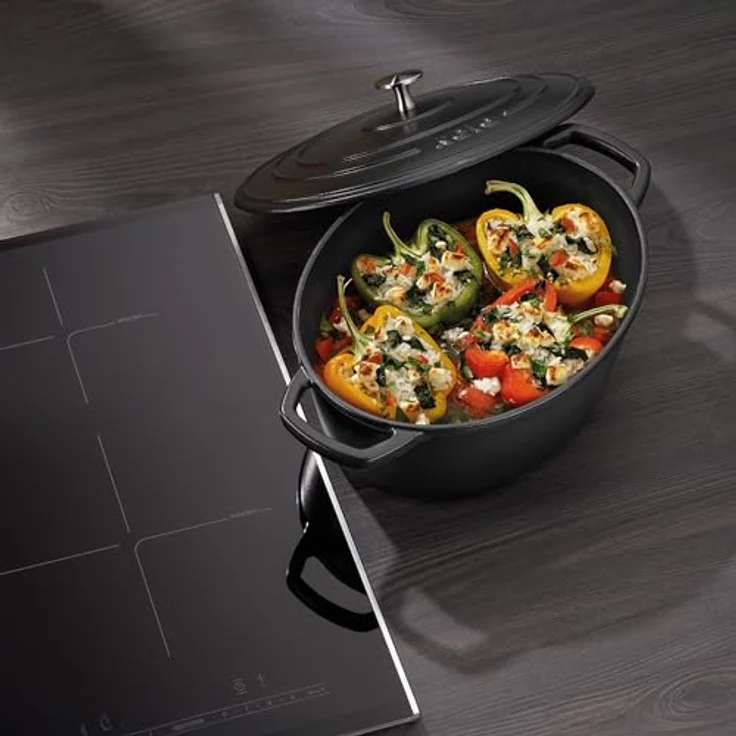 kela Bräter CALIDO, ovaler Gusseisen Topf 4 Liter, emaillierter Dutch Oven für Induktion, schwarz – Bild 2
