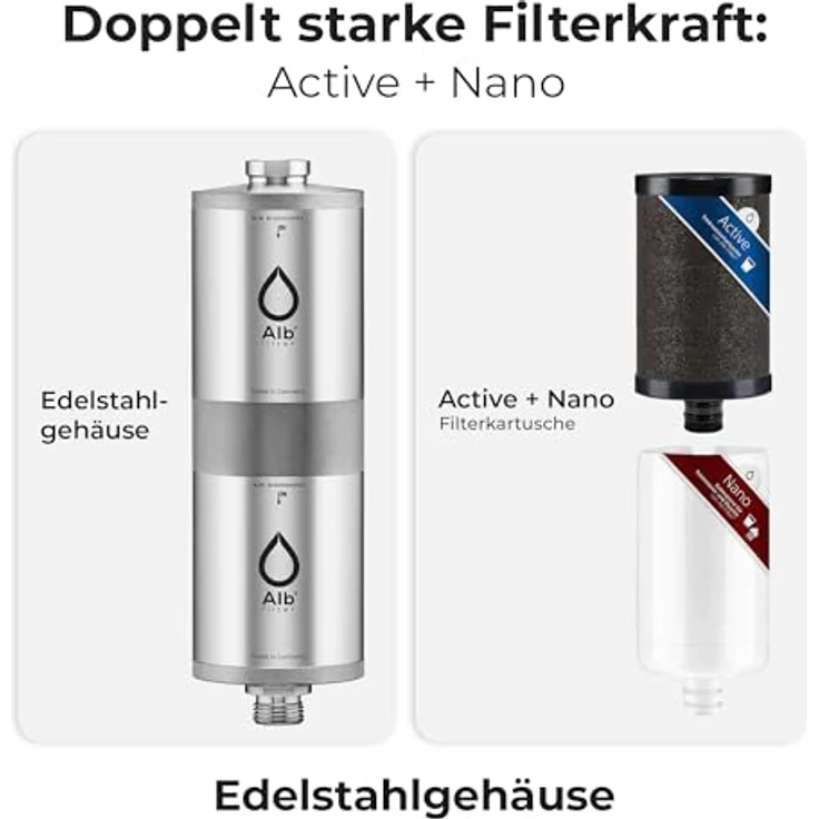 Blaufaktor Alb Filter FUSION Active+Nano Untertisch-Set, Doppelstufen-Trinkwasserfilter mit Schnellkupplung und Edelstahlgehäuse – Bild 3