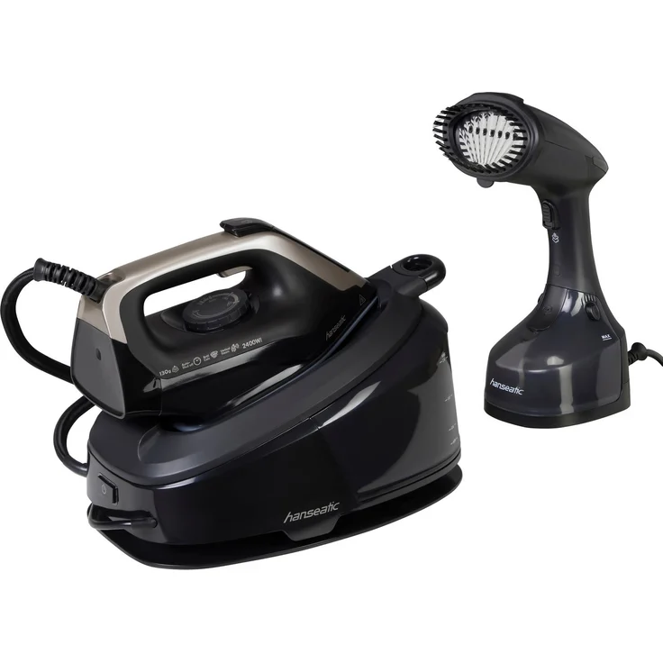 Hanseatic Dampfbügelstation 8 bar, Dampfbügelstation mit 1500 ml Wassertank, 90 Sekunden Aufheizzeit, 130 g/min Dauerdampfmenge, Schwarz-Gold