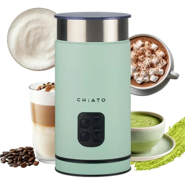 CHiATO milkPLAY, Elektrischer Milchaufschäumer mit 3 Schaumarten und 240 ml Kapazität, kompakt und sicher – Bild 1