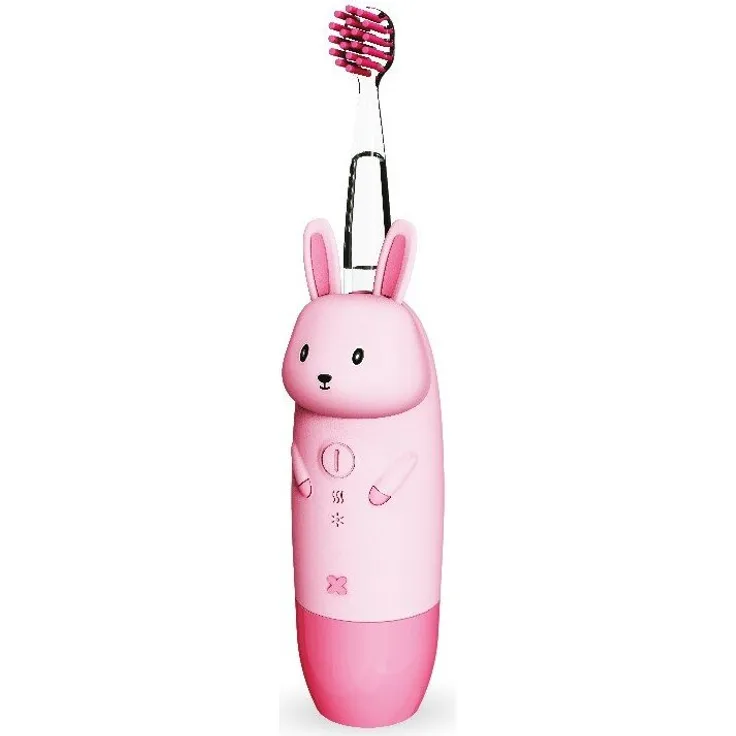 innoGIO GIOrconejo Elektrische Zahnbürste für Kinder, 7 LED Farben, Silikongriff, 4 Modi, 2 Minuten Timer, rosa