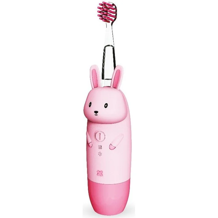 innoGIO GIOrconejo Elektrische Zahnbürste für Kinder, 7 LED Farben, Silikongriff, 4 Modi, 2 Minuten Timer, rosa