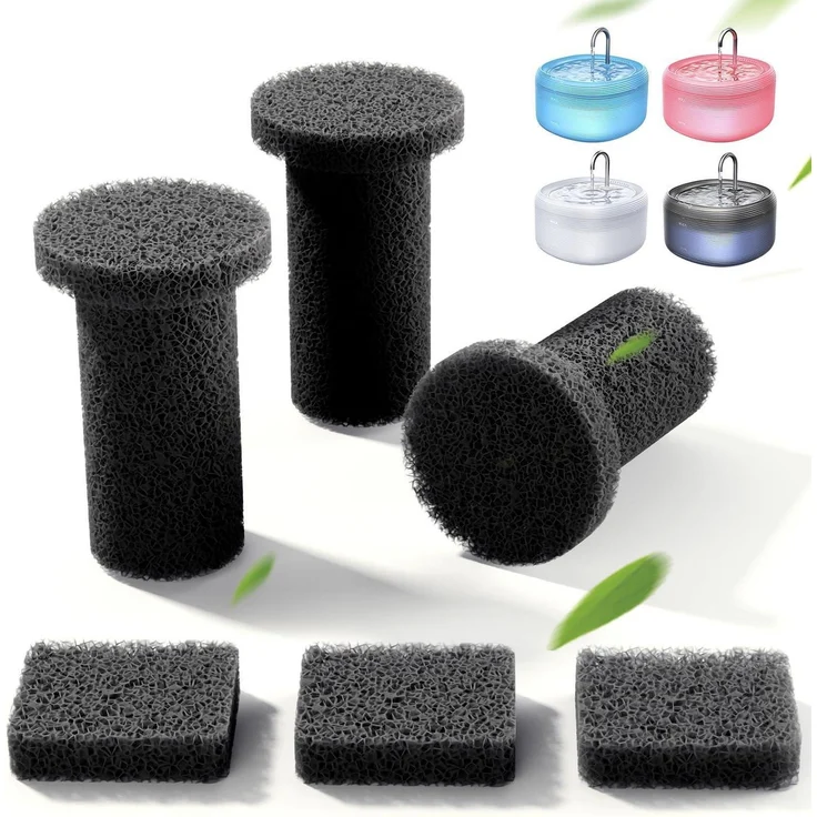FEELNEEDY Ersatzschwämme für 3,2L Smart Wasserfontäne, 6er Set mit Schalldämpfung und Wasserpumpenfilter