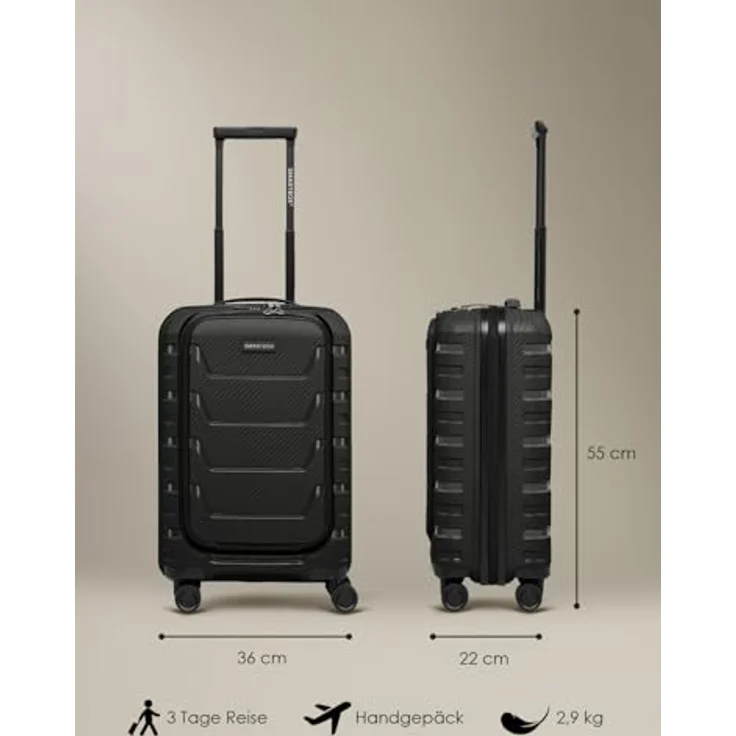 Smartbox Edition 01, 4 Rollen Kabinentrolley 55 cm mit Laptopfach, schwarz – Bild 6