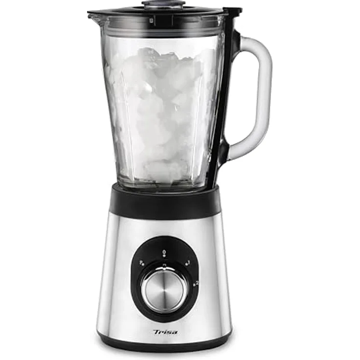 Trisa Royal Crush Standmixer, 800 Watt, 1,5 Liter, 2 Geschwindigkeiten, Ice Crush, Smoothie, silber