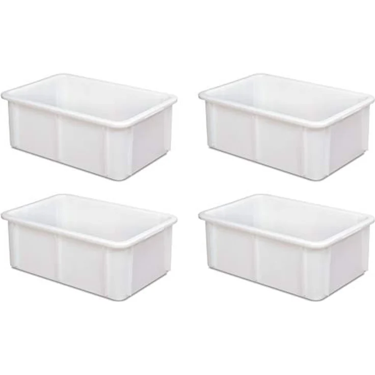 BRB 4x Eurobehälter für schwere Lasten, LxBxH 600x400x215 mm, 40 Liter, weiß - Stabiler Behälter im Euromaß 600x400, kälte- und hitzebeständig, spülmaschinenfest – Bild 1