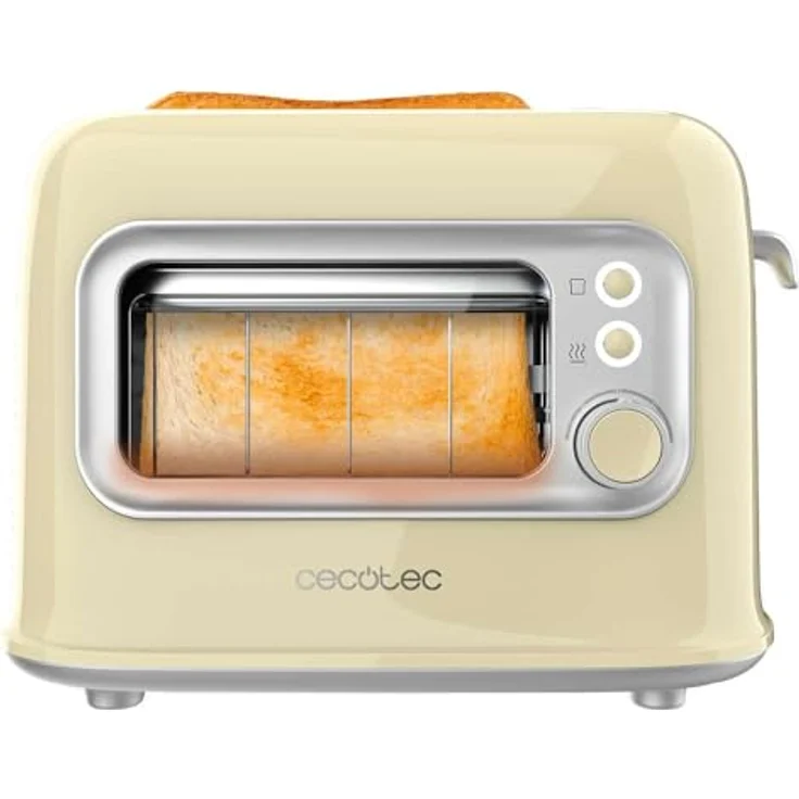 Cecotec Vertikaler Toaster RetroVision Yellow, 700W, 2 extra breite Schlitze, Bräunungssteuerung, Retro-Design, Staubabdeckung – Bild 2