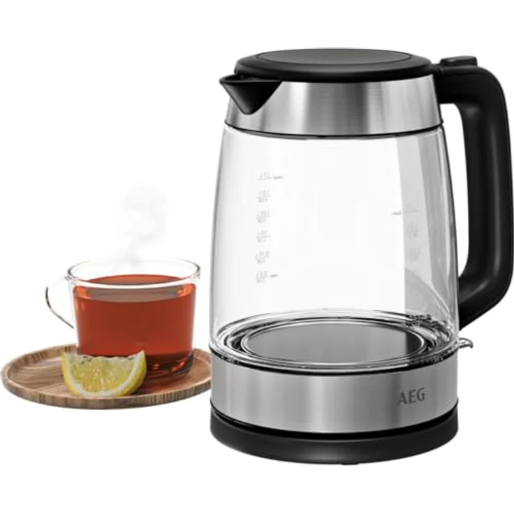 AEG GK4-1-4GB DELI 4 Glas- Wasserkocher, 1,7 l, 2200W, kabellos, LED-Beleuchtung, 360°-Basis, transparent – Bild 6