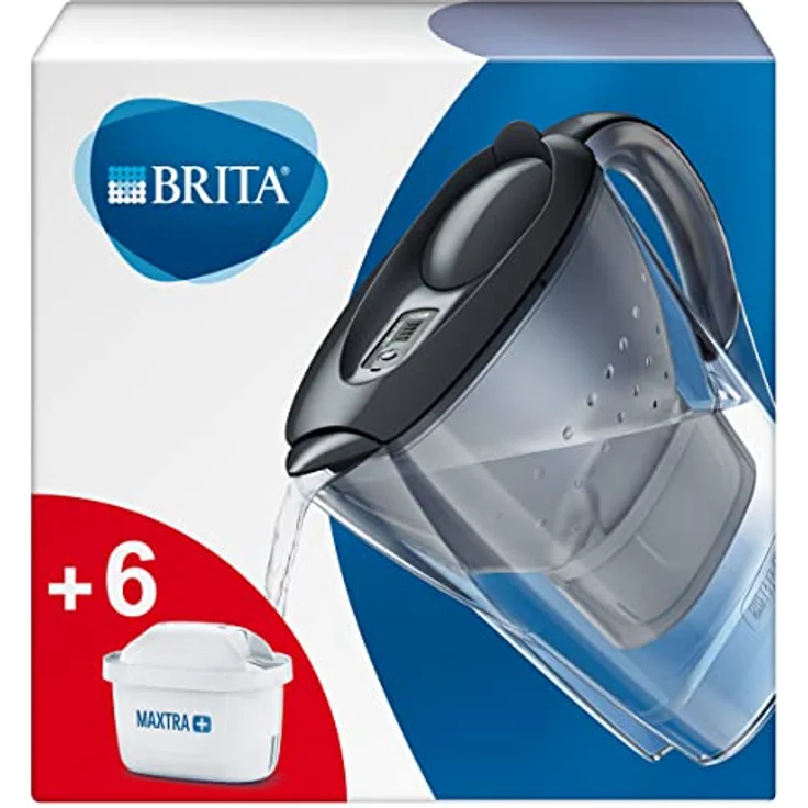 Brita Wasserfilter Marella graphitgrau inkl. 6 Maxtra+ Filterkartuschen, Filter Halbjahrespaket zur Reduzierung von Kalk, Chlor und geschmacksstörenden Stoffen im Wasser  – Bild 2