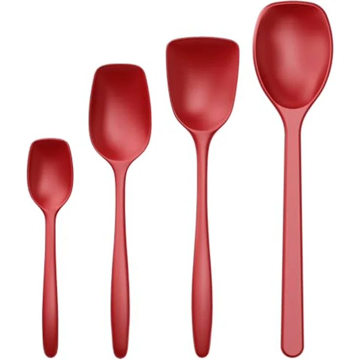 Rosti Classic Kochlöffel Set 4-Teilig, Hochwertiges Küchenhelfer Set mit 3 Kochlöffel & 1 Backlöffel, Hitzebeständig, Bruchsicher, Spülmaschinenfest, Rot – Bild 1