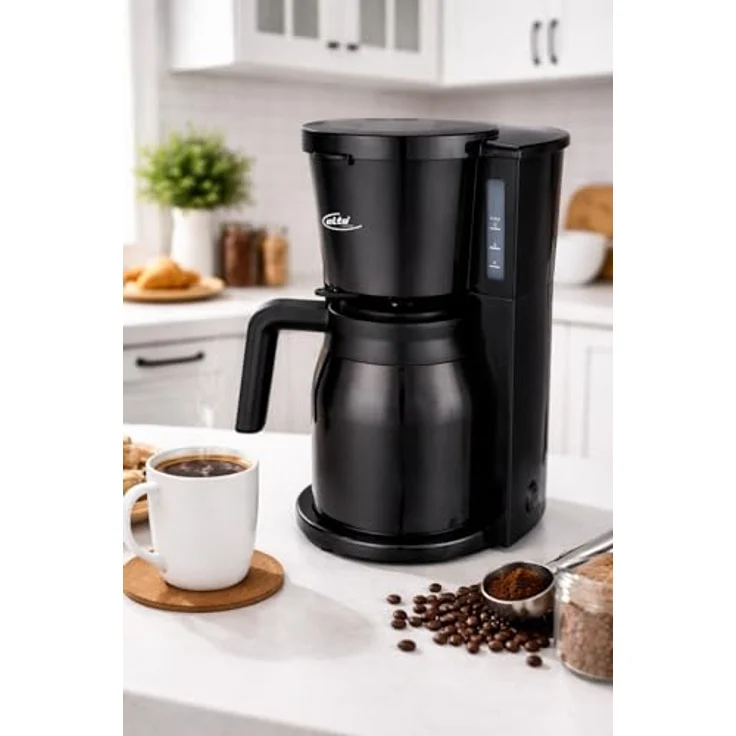 Elta Filterkaffeemaschine 1,25L mit Thermokanne, Permanentfilter, Abschaltautomatik und Wasserstandsanzeige – Bild 2