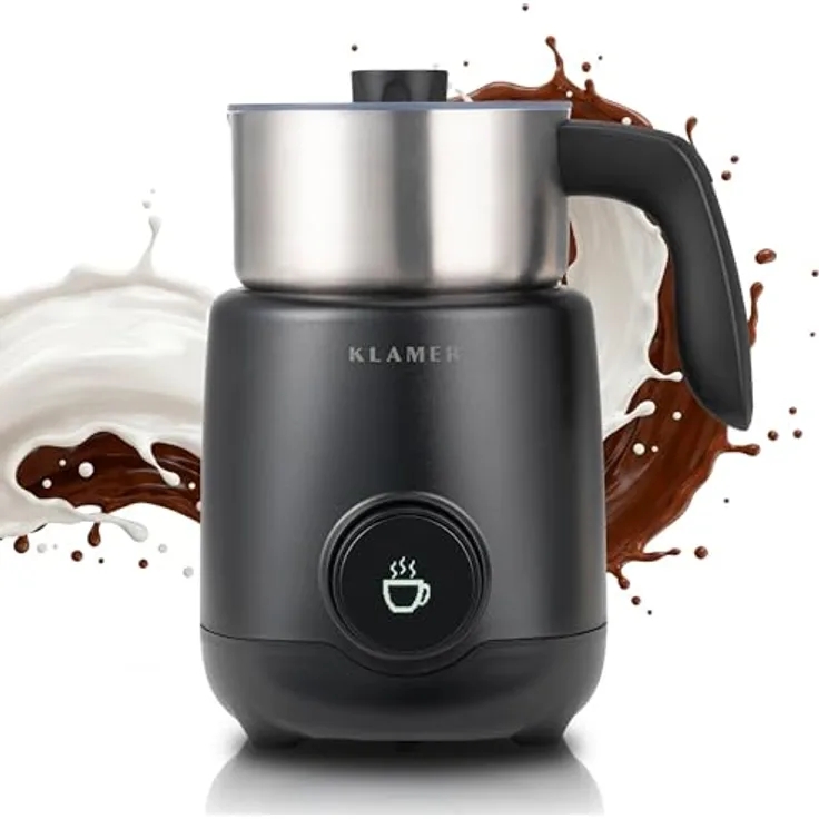 KLAMER Milchaufschäumer 400 ml, 7 Programme für Milchschaum und Babymilch bis 42°C, Edelstahl