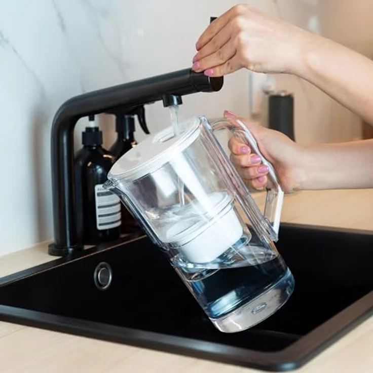 Wessper AquaClassic Basic 2.5L Wasserfilterkanne, weiß - Reduzierung von Kalk, Chlor | Inklusive 1 Wasserfilterkanne + Wasserfilter-Kartusche – Bild 5