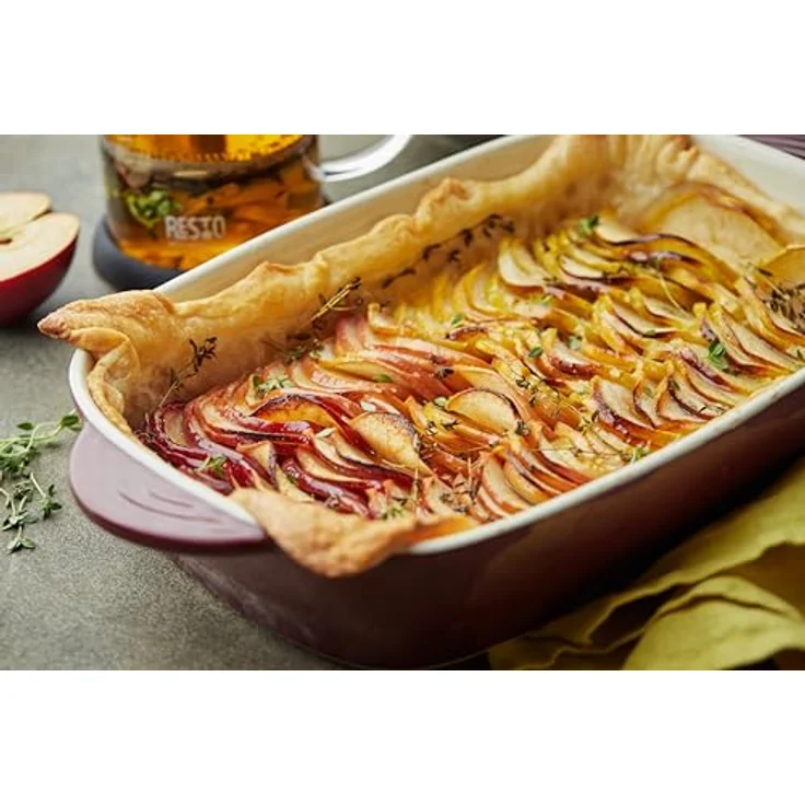 RESTO Auflaufform 1,65 L, rechteckige Backform aus kratz- und schnittfester Keramik, spülmaschinenfest, für Quiche, Lasagne, Brownie und Auflauf – Bild 2