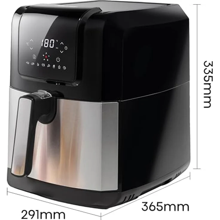 Hisense Luftfritteuse H06AFBS1S3, Leistung 1700 W, Fassungsvermögen 6,3 L mit LED-Display und Touch-Bedienelementen, Temperatur stufenlos einstellbar frei von BPA und PFOA - Preisvergleich – Bild 3