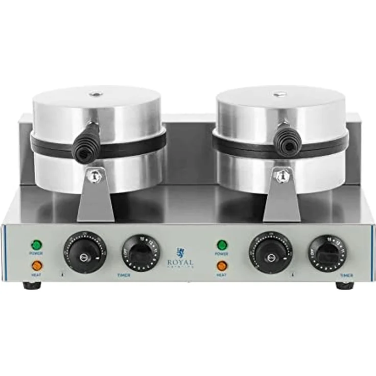 Royal Catering RCWM-2600-R Waffeleisen Waffelgerät Waffelautomat Waffle Maker Belgische Waffel Doppelt Rund (2 x 1.300 Watt, Timer 15 min, Teflon & Aluminium, Edelstahl) – Bild 5