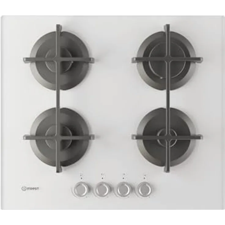 Indesit ING61TWH, Gas-Kochfeld in Weiß, 60 cm mit Drehreglern und 7300 W Anschlusswert
