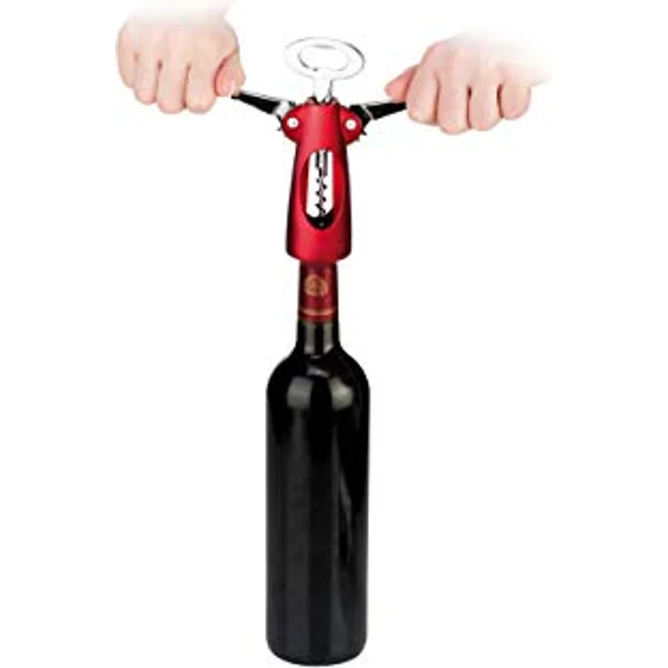 Tescoma UNO VINO Korkenzieher, Metall, Silber-rot, 26 x 8.5 x 4.8 cm – Bild 4
