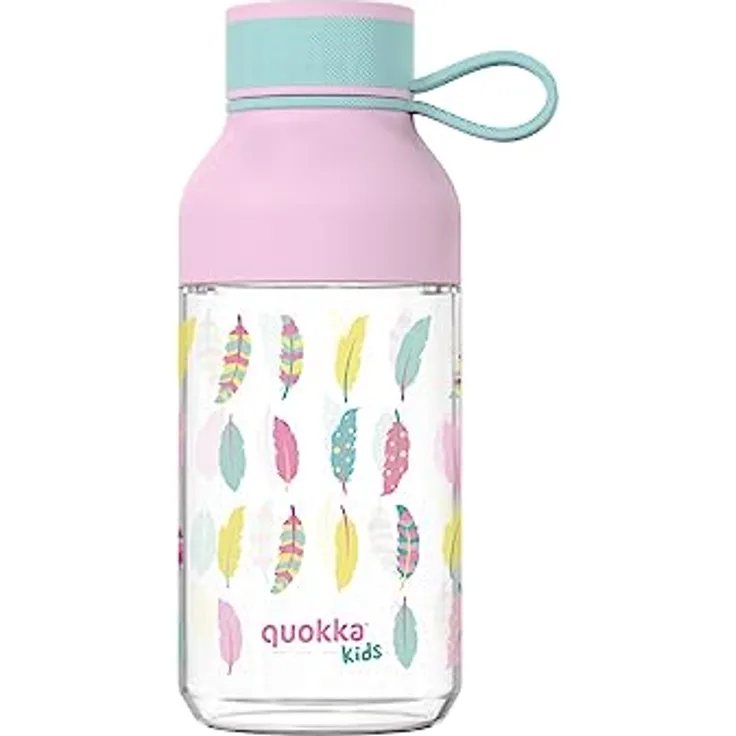 Quokka KIDS ICE FEATHERS | FLASCHE AUS ECOZEN MIT EDELSTAHL-AUFHÄNGER 430 ML