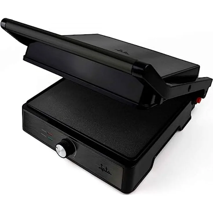 Jata JEGR1913 Elektrischer Doppel-Grill-Grill mit 2 Grillplatten, 29 x 24 cm, Öffnung 180°, kippbare obere Platte, Temperaturregelung, Auffangschale
