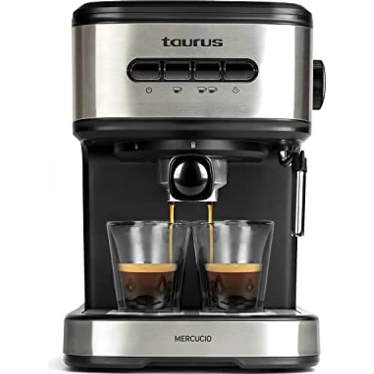 Taurus Mercucio Espressomaschine, 20 Bar, programmierbar, automatische Abschaltung, 850 W, BPA-frei, automatische Abschaltung, 1,50 l, Verdampfer, Extra Cream System, Schwarz – Bild 1