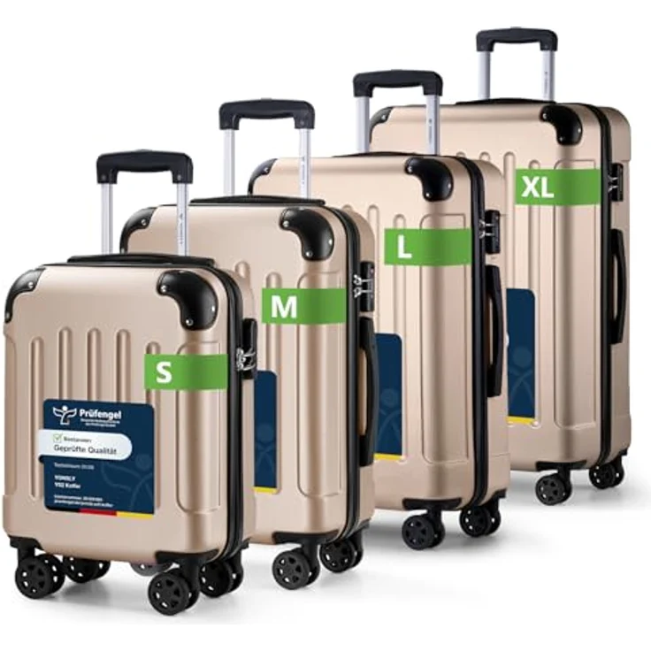 YONSLY Suitcase Set, Hartschalenkoffer mit TSA-Schloss und YKK-Reißverschluss, 4-Rollen Trolley, Elfenbeinweiß, S-M-L-XL – Bild 1