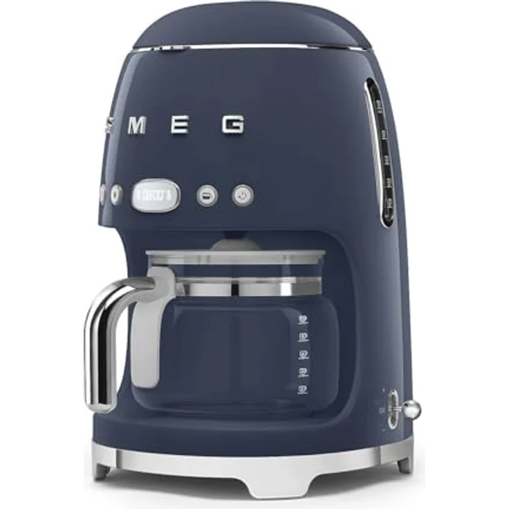Smeg DCF02NBEU Filter-Kaffeemaschine mit Aroma- und Autostart-Funktion, Glaskaraffe bis 12 Tassen, 2 Intensitätsniveaus, Warmhaltefunktion, 1050W, Navy Blue – Bild 5