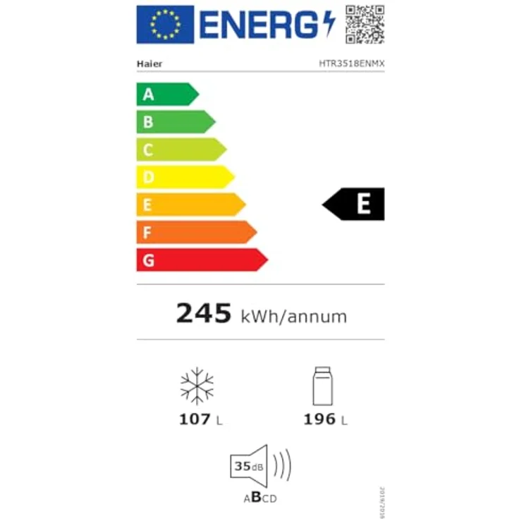 Haier HTR3518ENMX, Freistehende Kühl-Gefrierkombination mit 303 l Gesamtvolumen, Edelstahl – Bild 10