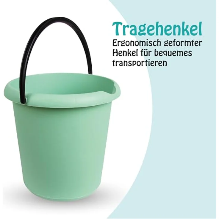 ProHome Putzeimer 5 Liter, 2-tlg. Kunststoff-Eimer, rosa/grün/anthrazit, BPA-frei, Made in EU – Bild 2