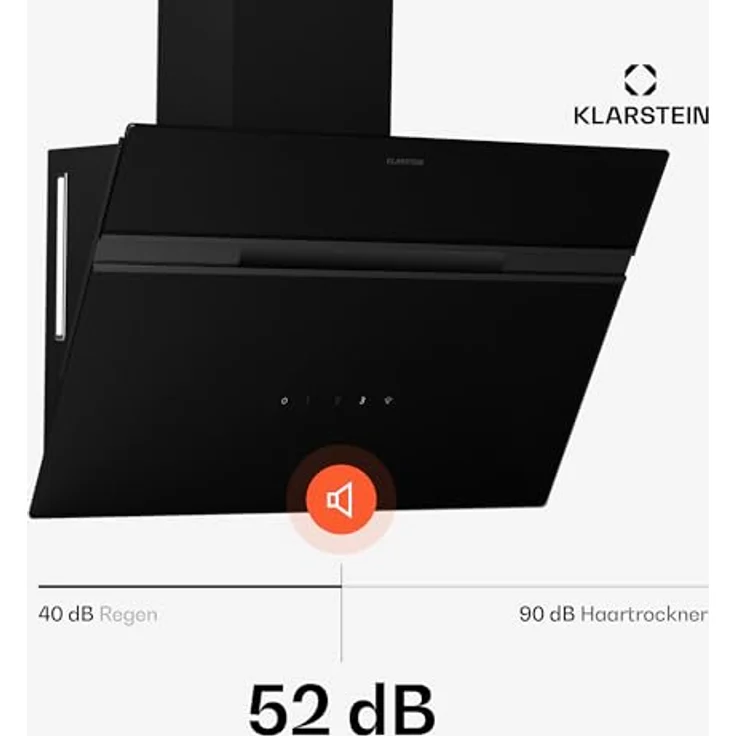 Klarstein Alina Dunstabzugshaube, EEK A, 600 m³/h, Touch LED-Beleuchtung, Abluft/Umluft, Schwarz – Bild 4