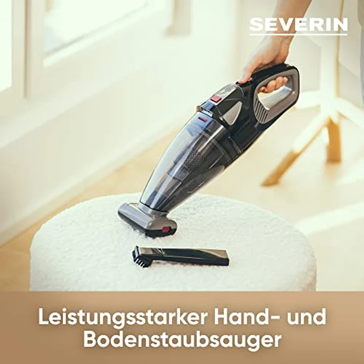 SEVERIN Akku Handstaubsauger mit "Wet & Dry"-Funktion, Bodenstaubsauger mit LED, kabelloser Handsauger mit Akku mit rotierender Turbobürste und Tragetasche zur Aufbewahrung, HV 7147 – Bild 3