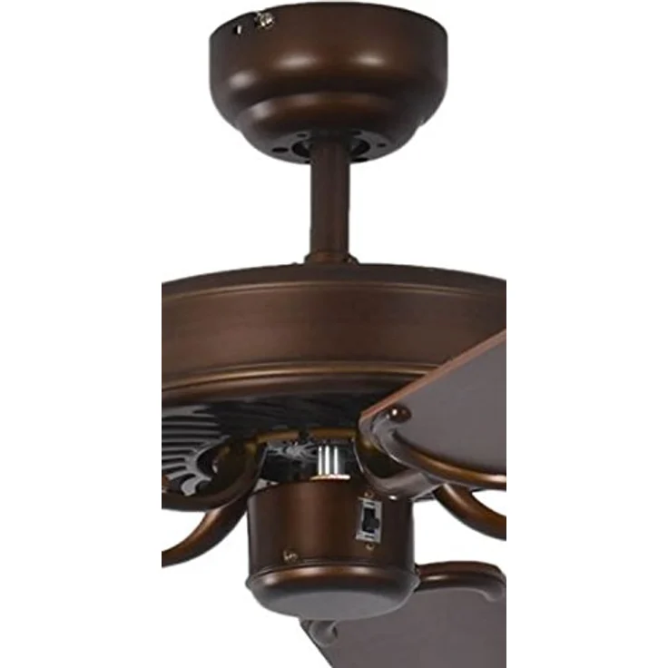 Pepeo Deckenventilator ohne Beleuchtung Potkuri, Gehäuse Bronze Antik, Wendeflügel Mahagoni oder Mahagoni mit Rattaneinlage , 132 cm, für Räume bis zu 25m² – Bild 4