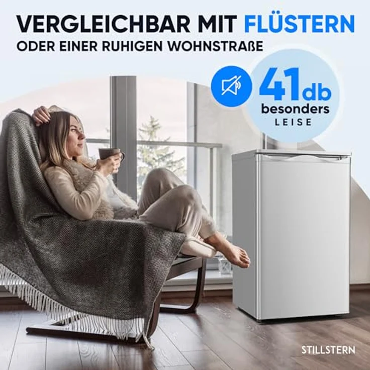Stillstern Gefrierschrank E (73L) 4-Sterne-Gefrierfach -18°C, geringer Energieverbrauch, 3 Fächer, stufenlos regelbare Temperatur, wechselbarer Türanschlag, Gefrierschrank Klein, Tiefkühlschrank - Weiß – Bild 3