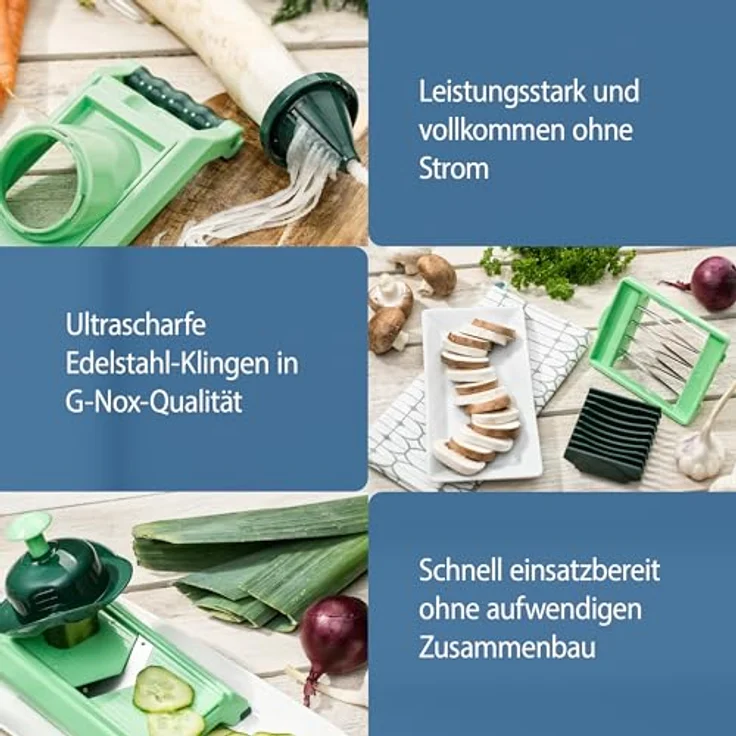 Genius Nicer Dicer Chef (15 Teile) | Obstschneider, Gemüseschneider, Zwiebelschneider, Zerkleinerer, Gemüsehobel, Mandoline – Bild 3