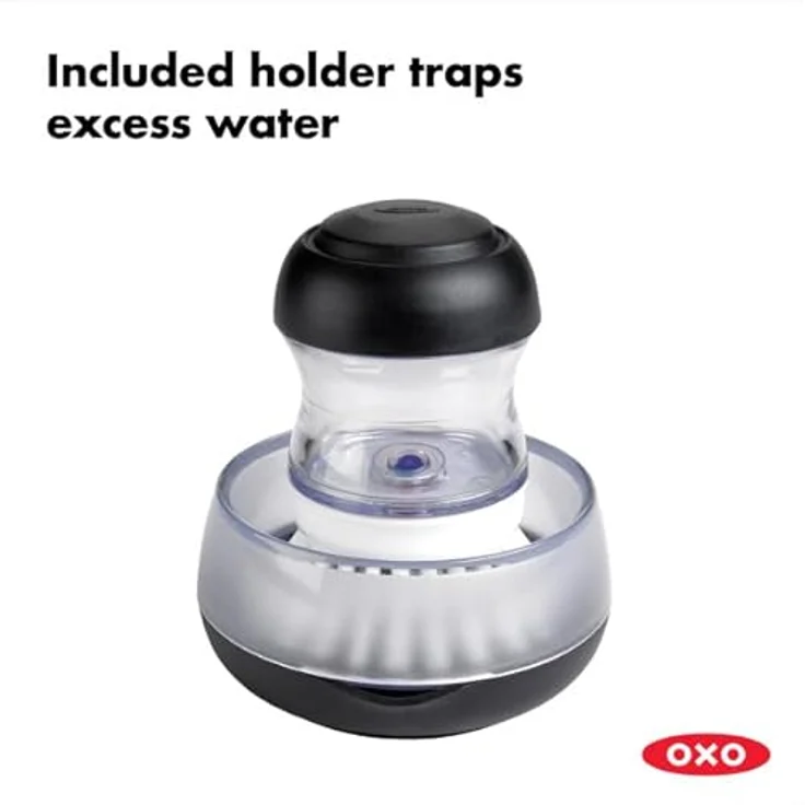 OXO Good Grips Handbürste mit Spülmittelspender in Aufbewahrungsschale – Bild 4