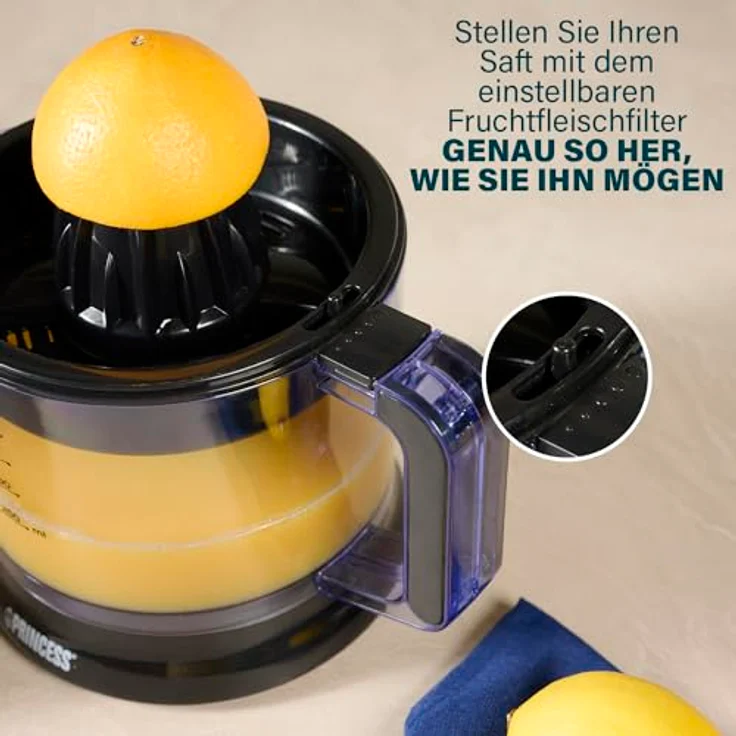 Princess 01.201004.01.001 Zitruspresse Classic, schwarz, 1,0l, Kabelaufbewahrung – Bild 5