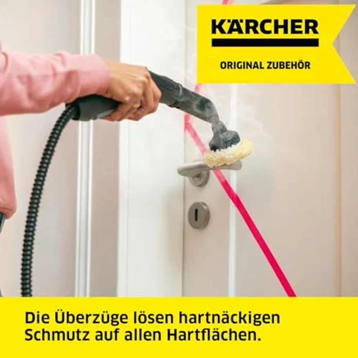 Kärcher Große Rundbürste Überzugsset mit 2 Überzügen aus hochwertiger Feinstfaser für optimale Reinigungsergebnisse, Original-Zubehör für Kärcher Dampfreiniger – Bild 2