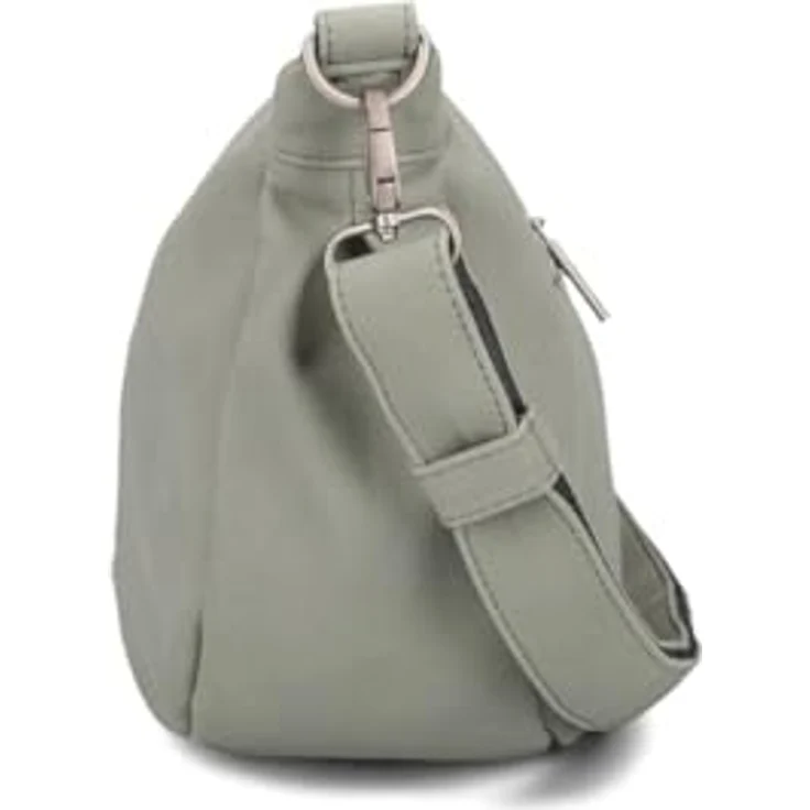 Zwei Mademoiselle.M Umhängetasche 34 cm, robuste Polyurethan-Handtasche mit Handyfach und verstellbarem Umhängeriemen, grau – Bild 7