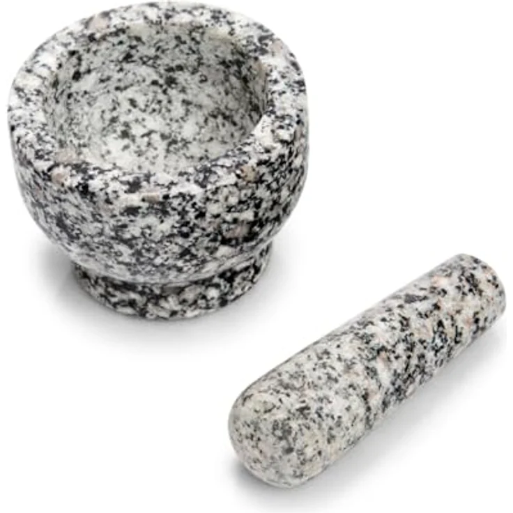 Zeller 24505 Mörser und Stößel-Set, Granit, grau, ca. 9 x 9 x 6,5 cm – Bild 2