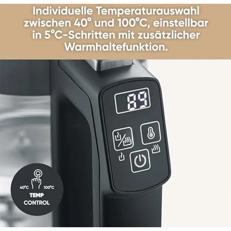 Severin WK 3458 Mini-Wasserkocher, 1100W, 0,5L, Temperatureinstellung, Wasserstandsanzeige, silber – Bild 3
