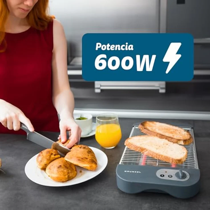 Grunkel Flacher Toaster für alle Arten von Brot und Gebäck mit 600 W Leistung. 6-stufiger Toast-Timer und Krümelschublade Modell TSP-G2 – Bild 4