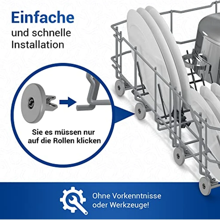 VIOKS 8x Geschirrspüler Korbrollen unten Ersatz für AEG 5028696500/4 - Rädchen Rollen für Spülmaschinenkorb/Spülmaschinen Rollen Unterkorb – Bild 4