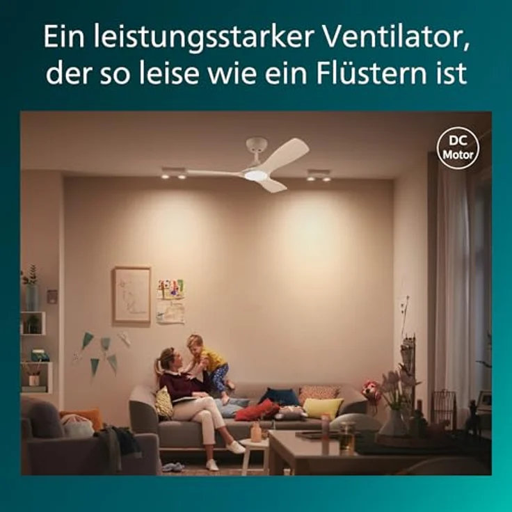 Philips Deckenventilator 52", 28 W LED-Licht mit Dimmfunktion, Gleichstrommotor, 3 Farbtemperaturen, inkl. Fernbedienung – Bild 4