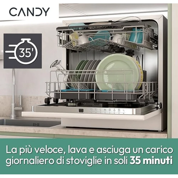 Candy RapidÓ CP 8F9FFW, Freistehender Geschirrspüler für 8 Maßgedecke, Weiß, mit QuickPowerWash-Funktion und hOn-App Steuerung – Bild 9