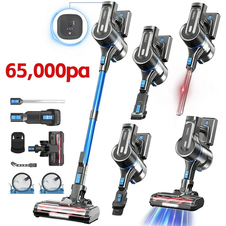 Grenintol Akku-Hand- und Stielstaubsauger YOMA, 65000 Pa Saugkraft, kabellos, 55 Min. Laufzeit, 6-in-1 Filtersystem, leichte Bauweise