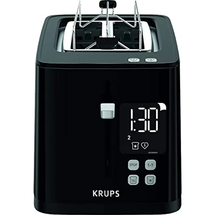 Krups Toaster KH6418, Digitaldisplay, 7 Bräunungsstufen, 2 kurze Schlitze, 800 W, schwarz – Bild 3