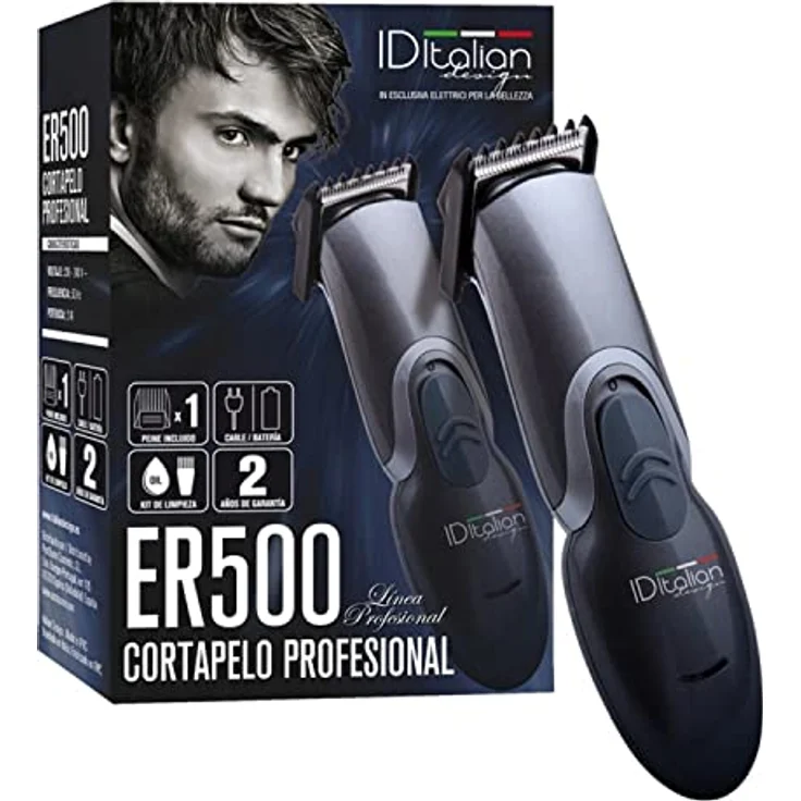 Italian Design - ER500 Haarschneider mit Keramik- und Karbonklingen, inklusive 1 Akku und Ladegerät, Reinigungsset – Bild 2