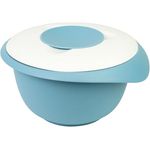 Westmark Rühr-/Backschüssel mit zweigeteiltem Deckel, 2,5 l, Mit Ausgießer, Kunststoff, Blau/Weiß