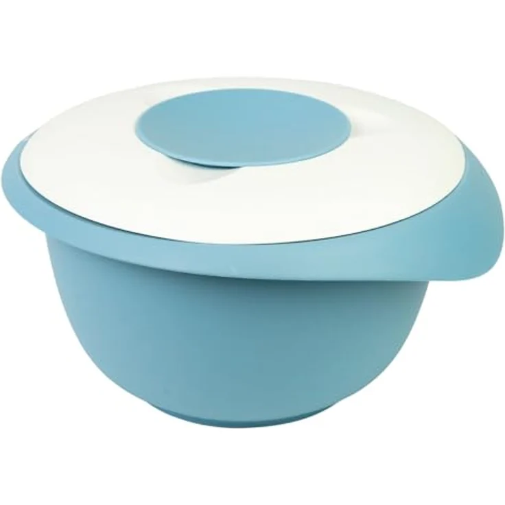 Westmark Rühr-/Backschüssel mit zweigeteiltem Deckel, 2,5 l, Mit Ausgießer, Kunststoff, Blau/Weiß – Bild 1